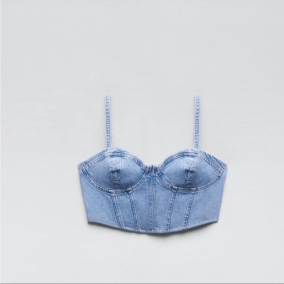 ZARA NWT DENIM CORSET TOP 🔥 - Picture 5 of 9